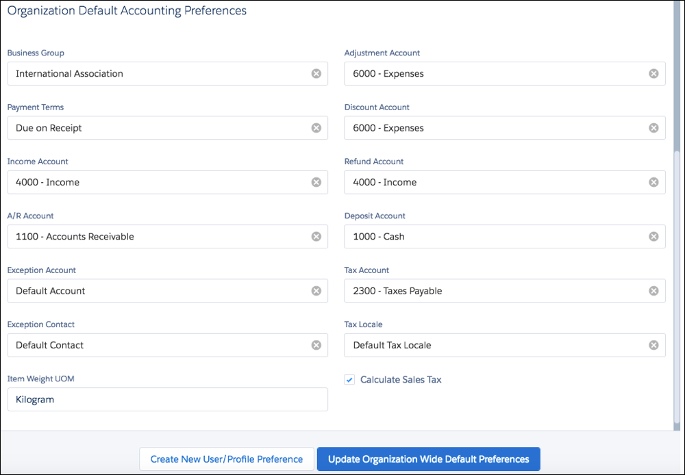 eBusiness User/Profile Preferences