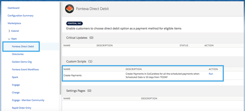 Enable Items for Direct Debit