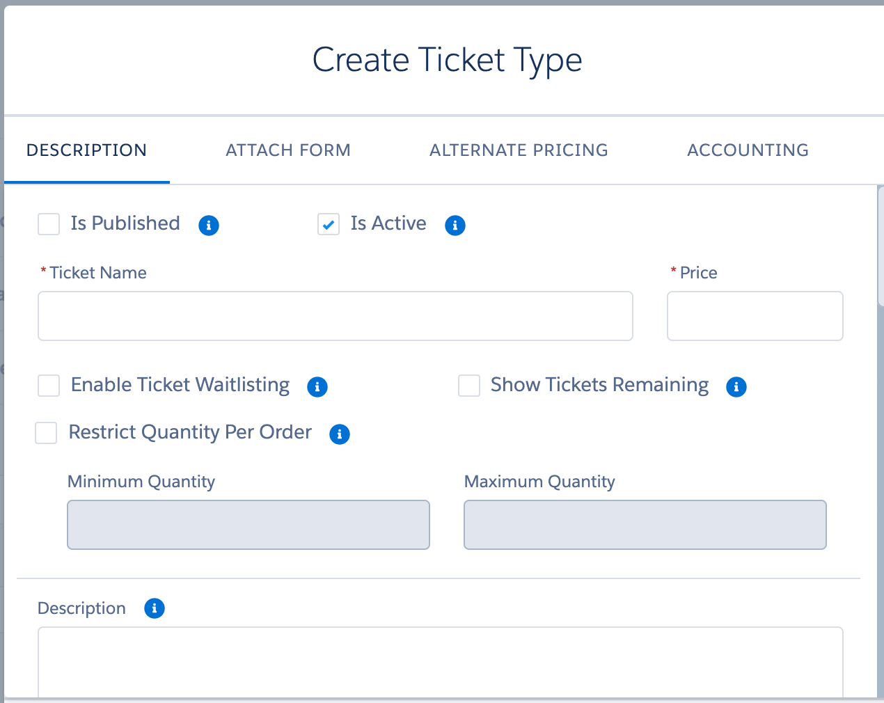 Create Ticket Type