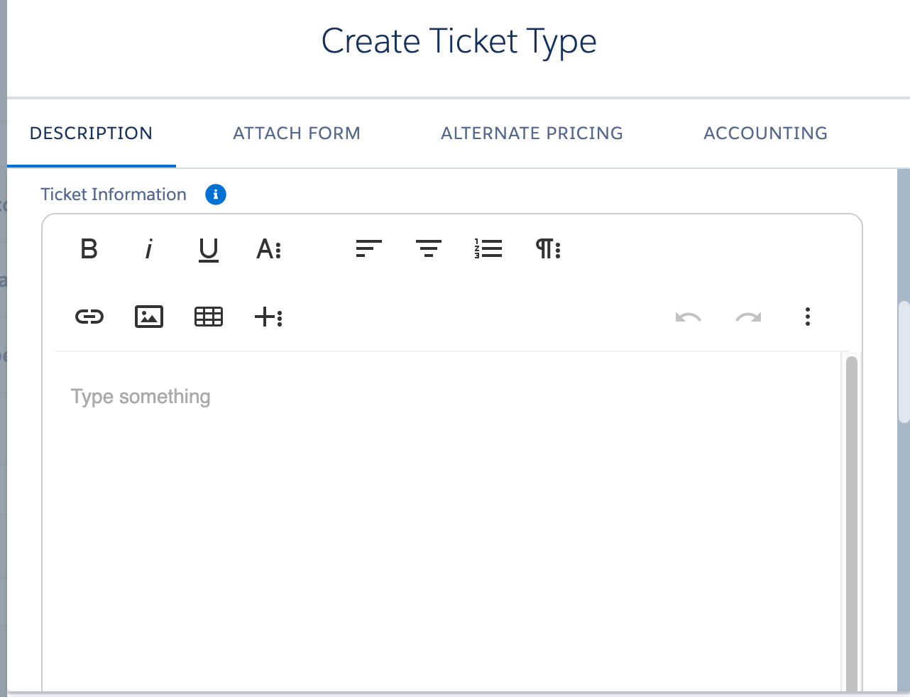 Create Ticket Type