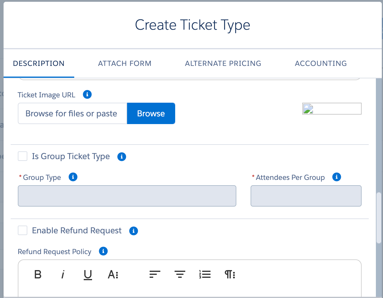 Create Ticket Type