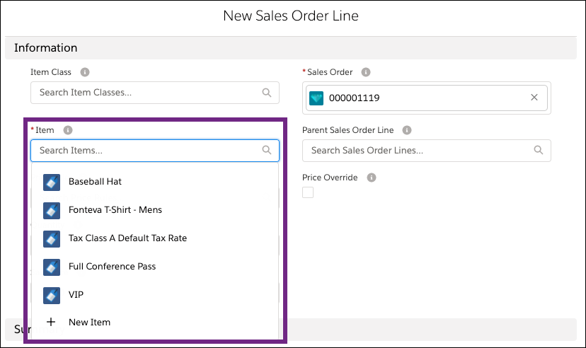 Manually Create a Sales Order